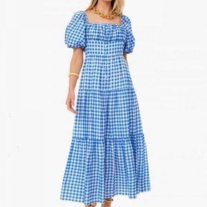 NWT Tuckernuck Hyacinth House Blue Gingham Harper Maxi Dress XL